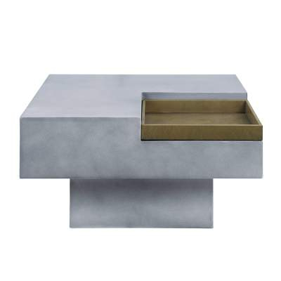47.24&amp;quot; Jacinda Coffee Table Weathered Gray &amp;amp;Amp; Oak Finish - Acme ... with Acme Jacina Cement Coffee Table In Weathered Gray And Oak