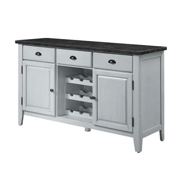 Acme Furniture Lanton Server W/Marble Top In Marble And Antique White ... regarding Mastering Data Integrity with ACME Lanton Server