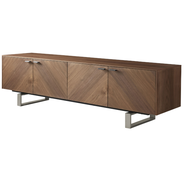 Alvarado Low Height Media Stand | 71&amp;quot;W | American Walnut for Alvarado Sideboard, Walnut With Brushed Stainless Steel Legs