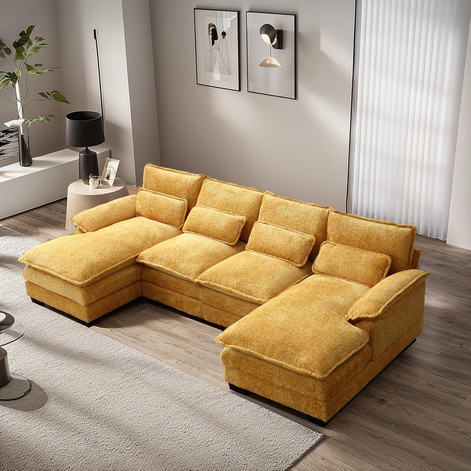 Amazon.com: Zeiinpa U Shape Sectional Sofa Cloud Couch, 110&amp;quot; Modern ... inside Arc Boucle Fabric Upholstered 4-Pc. S-Shaped Modular Sectional, Green