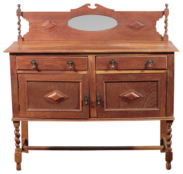 Antique Oak Jacobean Buffet Sideboard Server - Traditional - Buffets ... for 70&amp;quot; Traditional Mission Oak Sideboard Buffet, Medium Light Oak