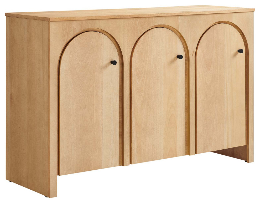 Appia 3-Door Arched Door Sideboard Storage Cabinet - Oak - Transitional ... throughout A Detailed Look at Walnut&amp;amp;#039;s Role in the Appia Sideboard&amp;amp;#039;s Design