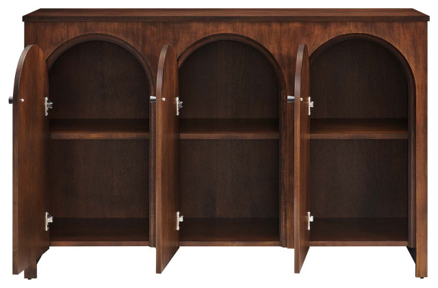 Appia 3-Door Arched Door Sideboard Storage Cabinet - Walnut ... within Appia 3-Door Arched Door Sideboard Storage Cabinet - Walnut