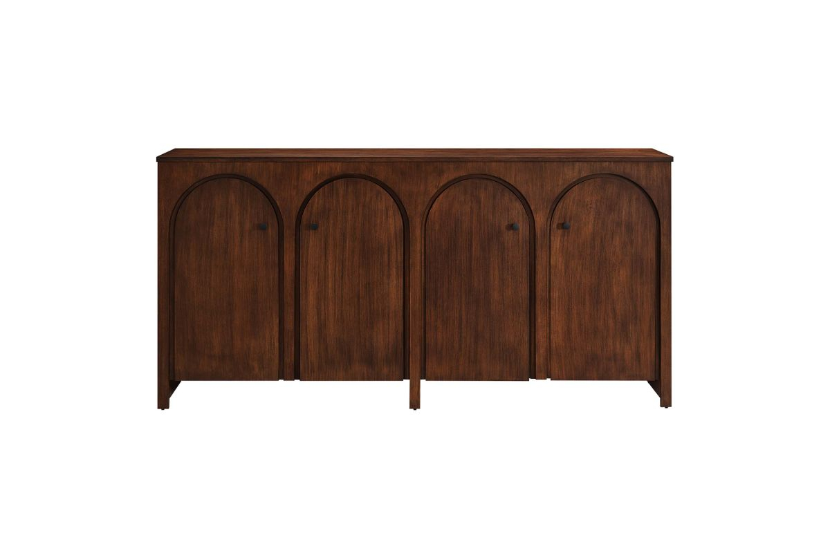 Appia Wood Grain 4-Door Sideboard Storage Cabinet At Gardner-White in Appia 3-Door Arched Door Sideboard Storage Cabinet - Walnut
