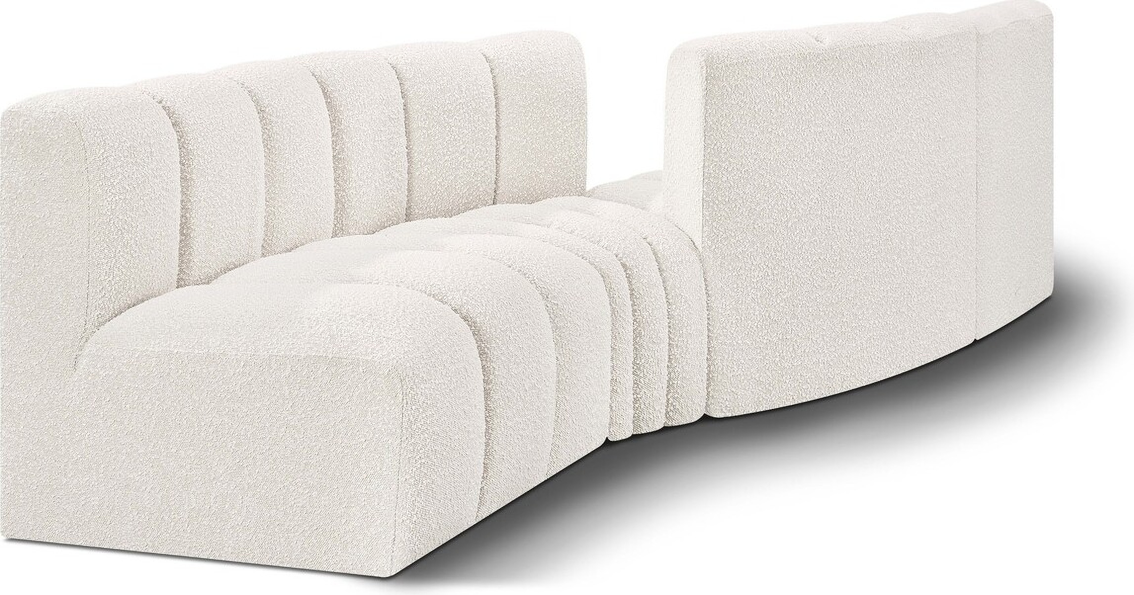 Arc Boucle Fabric Modular Sofa In Cream By Meridian | 1Stopbedrooms inside Arc Boucle Fabric Upholstered 5-Pc. S-Shaped Modular Sectional, Cream