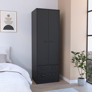 Armoire With Double Door And 2-Drawers -Black - Bed Bath &amp;amp;Amp; Beyond ... for Beyond Storage Functionality Exploring the Avra Armoire&amp;amp;#039;s Features