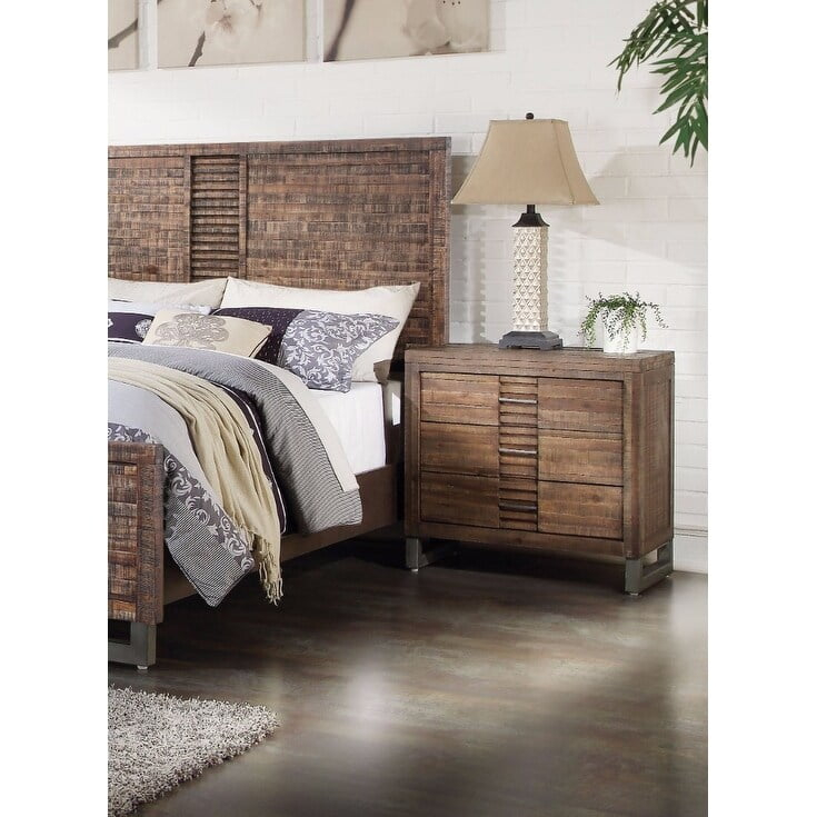 Benzara Modern Style 3 Drawers Wood Nightstand By Andria, Brown ... inside Benzara Bm233807 60 Inches 3 Drawer Wooden Server With 3 Doors, Brown