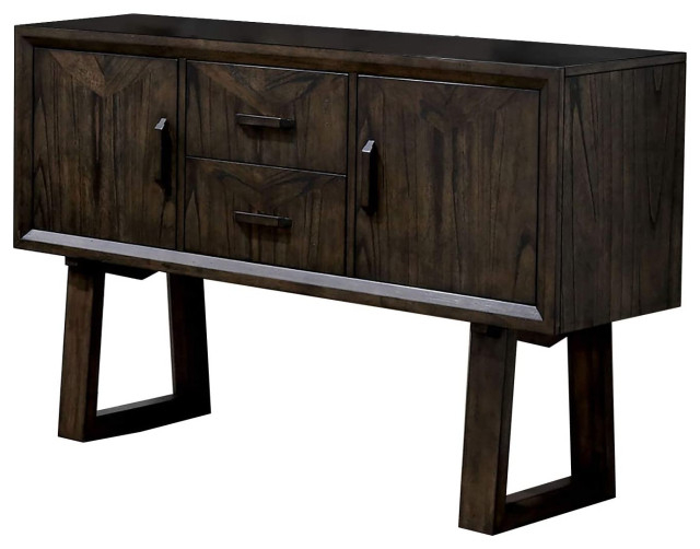 Benzara Wooden Server With 2 Drawers And 2 Door Cabinets, Walnut Brown ... in Benzara Bm186219 Drawers Wooden Server With Marble Top, White And Walnut Brown