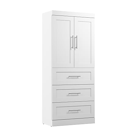 Bestar Pur 36 W Wardrobe With 3 Drawers White - Office Depot in Bestar Pur By Bestar 36 Storage Unit With 3-Drawer Set, White