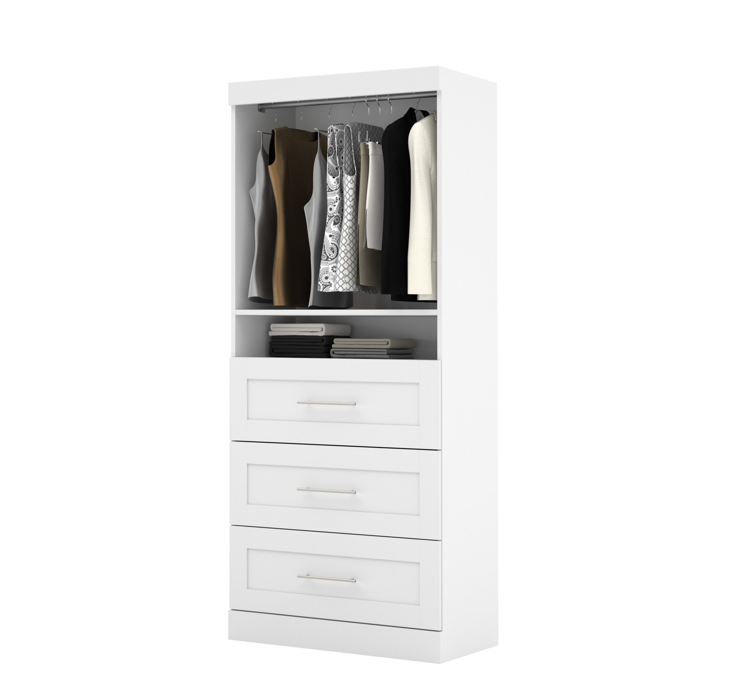 Bestar Pur By Bestar 36&amp;quot; Storage Unit With 3-Drawer Set In White ... pertaining to Bestar Pur By Bestar 36 Storage Unit With 3-Drawer Set, White