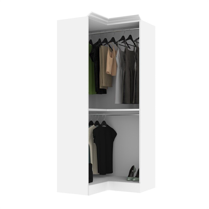 Bestar Versatile 36&amp;quot;W Corner Engineered Wood Closet Organizer In White ... intended for Bestar Versatile By Bestar 36&amp;#039;&amp;#039; Corner Storage Unit, White