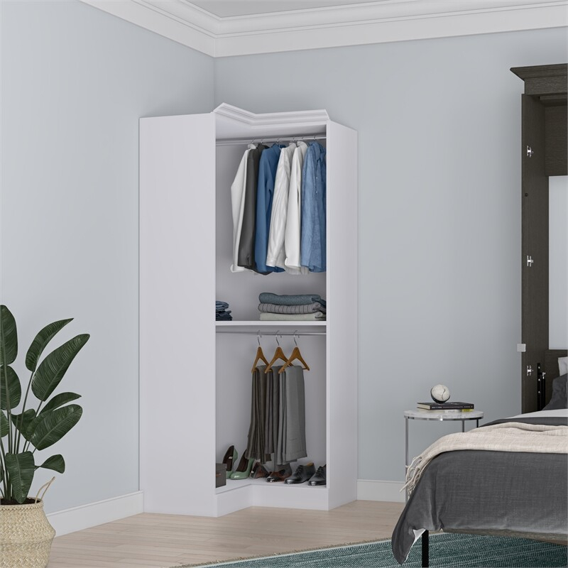 Bestar Versatile 36&amp;quot;W Corner Engineered Wood Closet Organizer In White ... with regard to Understanding the Versatility of the Bestar Corner Storage Unit