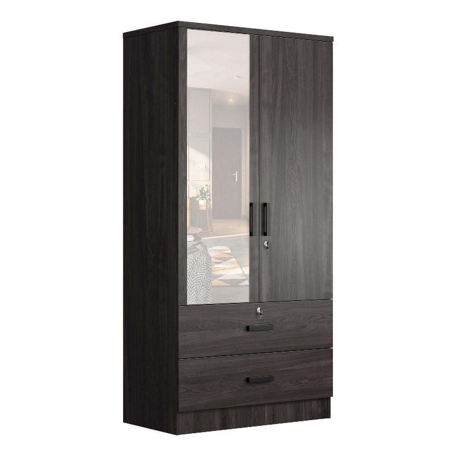 Better Home Products Grace Armoire Wardrobe With Mirror &amp;amp;Amp; Drawers In ... throughout Better Home Products Grace Armoire Wardrobe With Mirror &amp;amp; Drawers In Mahogany