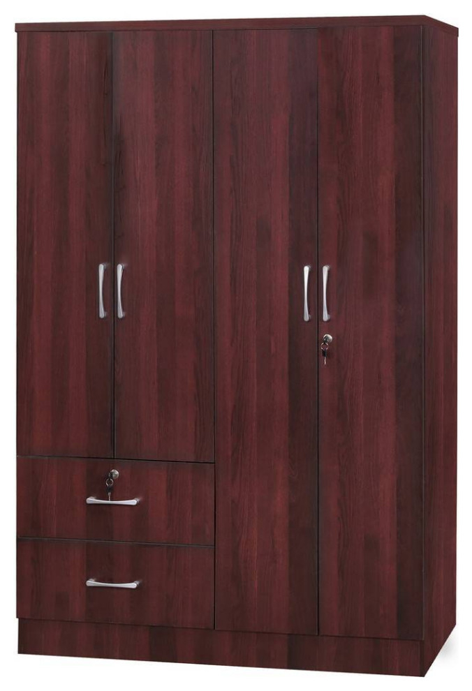 Better Home Products Luna Modern Wood 4 Doors 2 Drawers Armoire ... with Understanding Wood Furniture Longevity The Luna Armoire Perspective