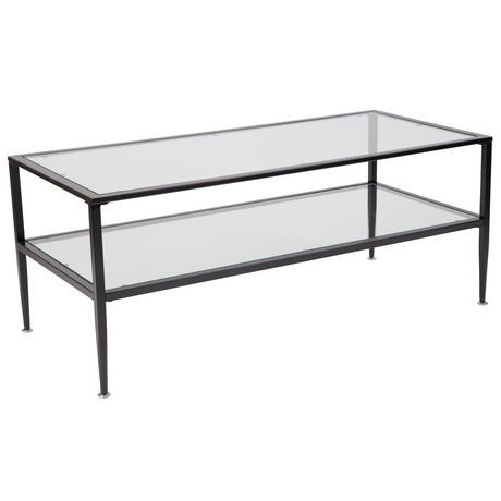 Black Metal And Glass Coffee Table - Ideas On Foter intended for Amherst Glass Top Metal With Cane Shelf Coffee Table Black
