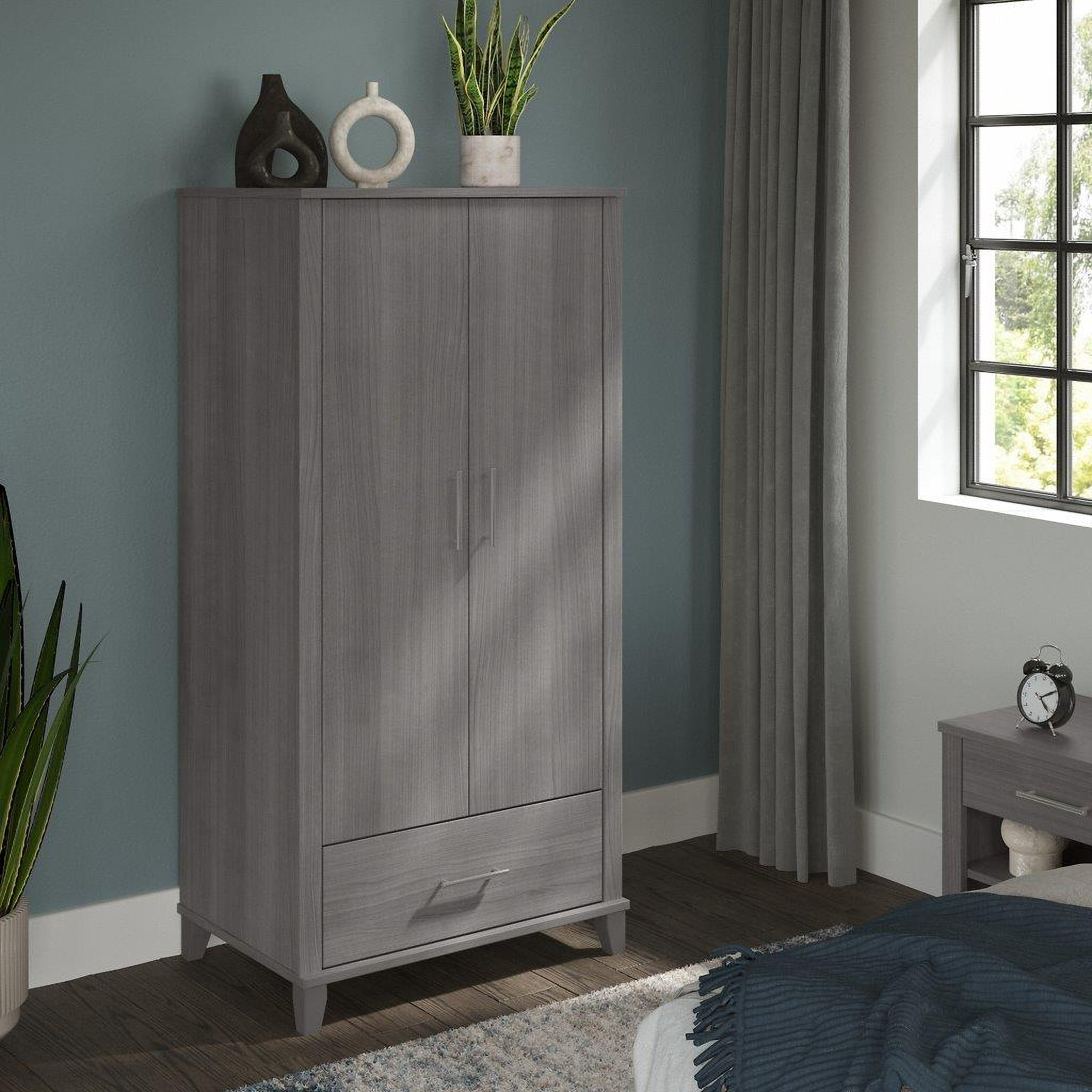 Bush Furniture Somerset Large Armoire Cabinet In Platinum Gray ... within