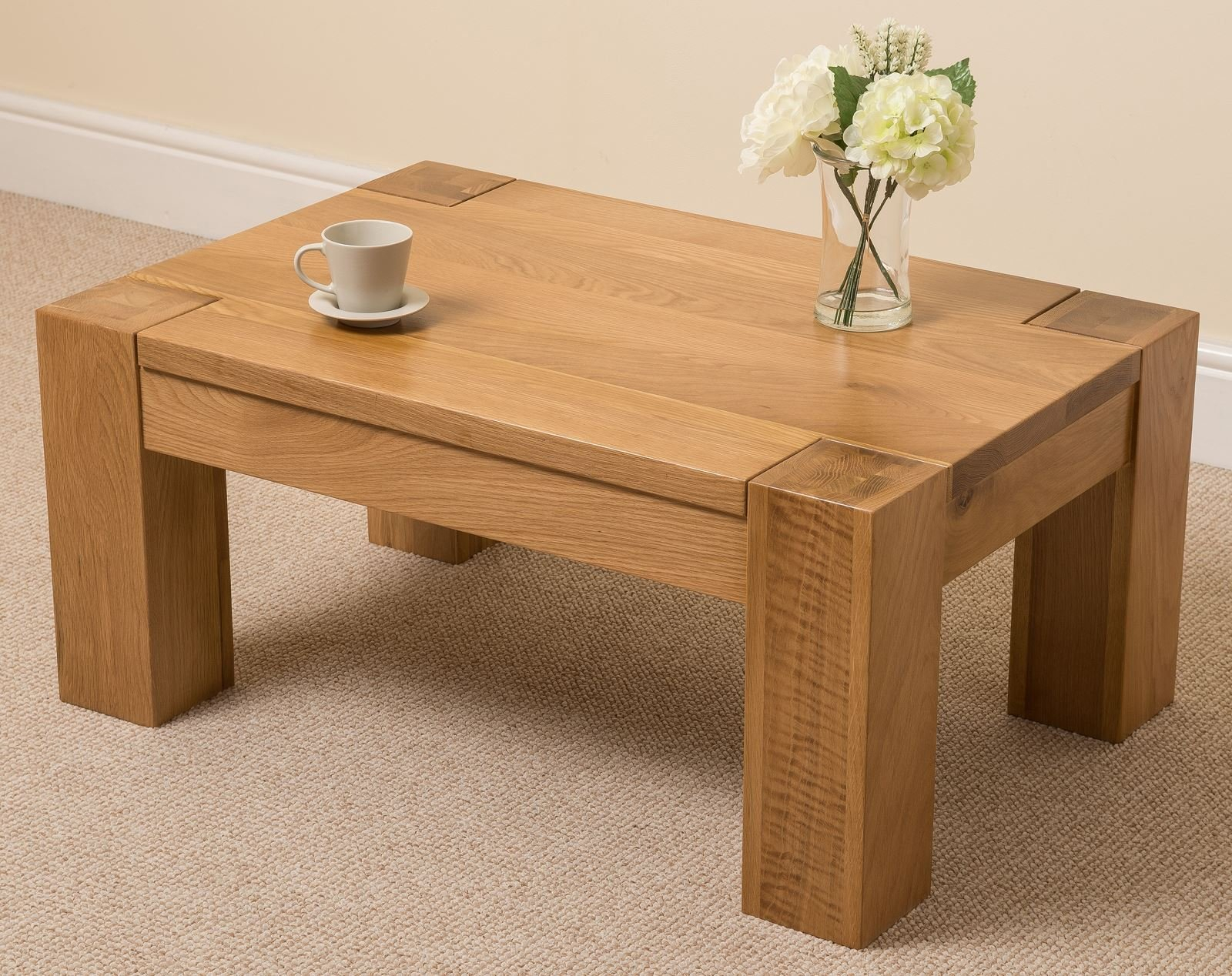Buy Oak Furniture King Kuba Chunky Small Oak Coffee Table | Natural Oak ... with Beyond the Basics Creative Uses for Your Dawn Square Coffee Table