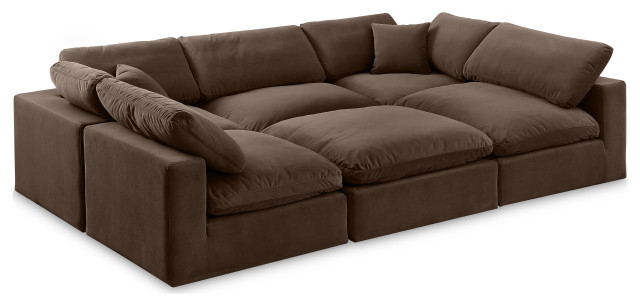 Comfy Upholstered U-Shaped Modular Sectional, 6-Piece: 3 Armless Chair ... regarding Longevity and Care Maintaining the Beauty of Your Ames Boucle Sectional