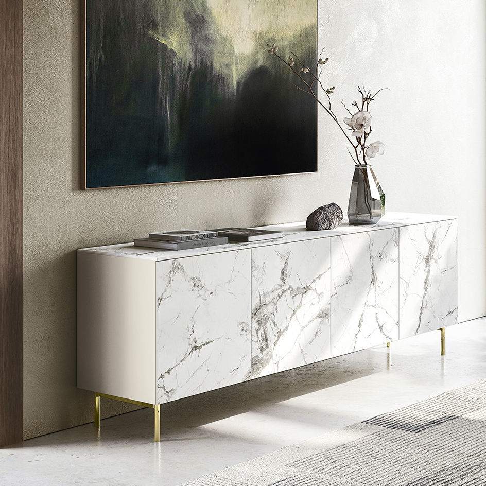 Contemporary Sideboard - Universal - Calligaris - Wooden / Metal / Marble pertaining to The Evolution of Wood and Metal Sideboards From Classic to Contemporary