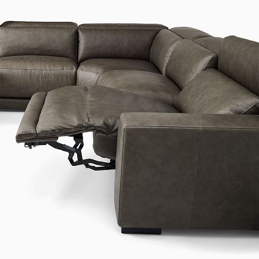 Dalton Motion Reclining Leather 5-Piece L-Shaped Sectional (127 ... for Antonio Italian Leather 5-Piece L-Shaped Power Reclining Sectional, Light Gray