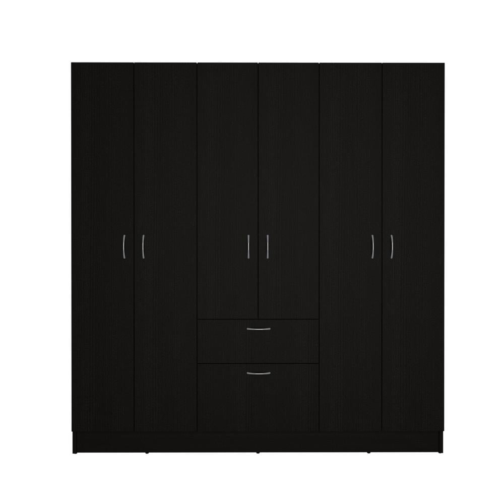 Fm Furniture Guajira Modern 6-Door Wood Bedroom Armoire In Black Wenge ... with Atlin Designs 6-Door Modern Wood Bedroom Armoire In Black Wenge/White