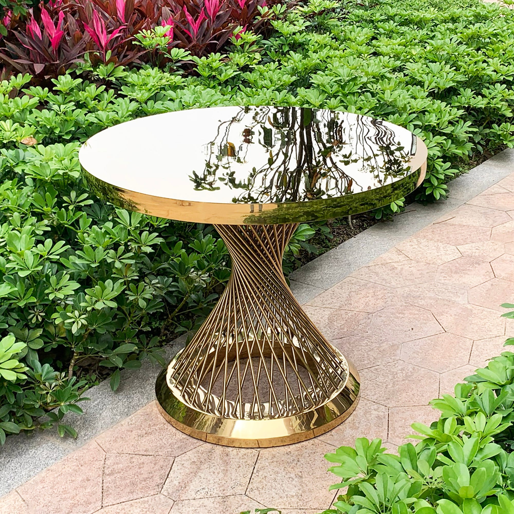 Gold Mirror Pedestal Stand Luxury Coffee Table For Birthday | Etsy regarding Beyond the Surface Decoding the Materials and Construction of Antique Gold Coffee Tables