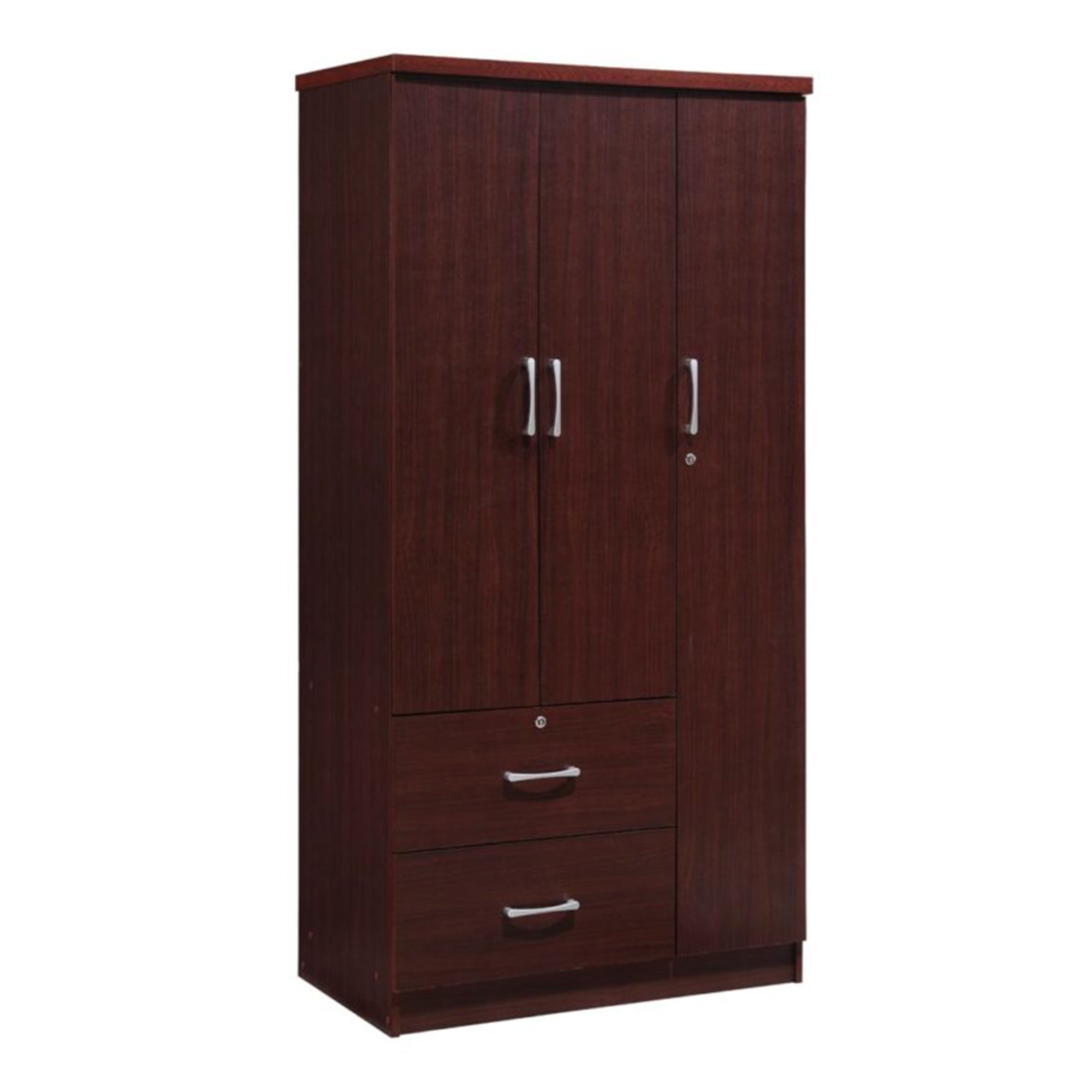 Hodedah Import 3-Door Wooden Armoire, Bedroom Wardrobe Cabinet With Rod ... in Optimizing Bedroom Storage A Comprehensive Guide to 3-Door 36&amp;amp;quot; Armoires