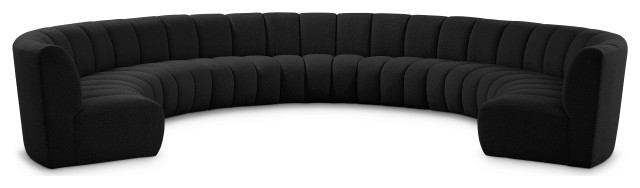 Infinity Black Boucle Fabric Upholstered Arc Shaped Modular Sectional ... for Arc Boucle Fabric Upholstered 5-Pc. U-Shaped Modular Sectional, Black