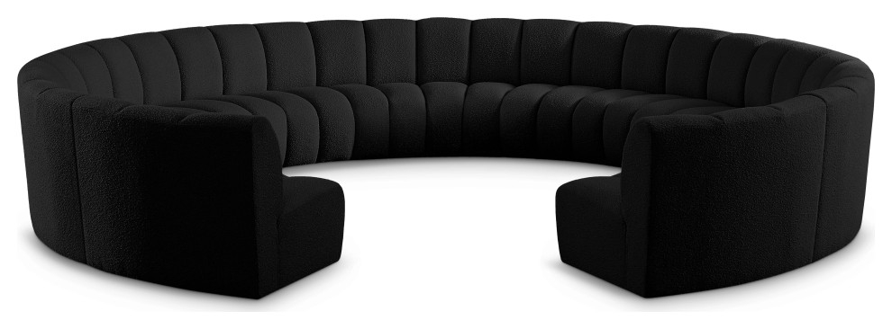 Infinity Black Boucle Fabric Upholstered Arc Shaped Modular Sectional ... inside