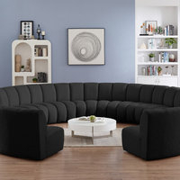 Infinity Black Boucle Fabric Upholstered Arc Shaped Modular Sectional ... intended for Arc Boucle Fabric Upholstered 5-Pc. S-Shaped Modular Sectional, Green