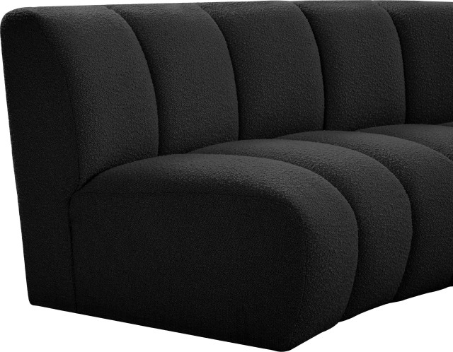 Infinity Black Boucle Fabric Upholstered Arc Shaped Modular Sectional ... regarding Arc Boucle Fabric Upholstered 4-Pc. L-Shaped Modular Sectional, Green