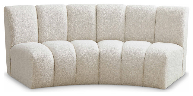 Infinity Black Boucle Fabric Upholstered Arc Shaped Modular Sectional ... throughout Beyond Green The Color Palette of Arc Boucle Modular Sectionals