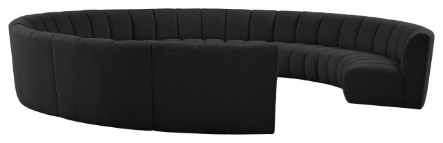 Infinity Black Boucle Fabric Upholstered Arc Shaped Modular Sectional ... within Designing with Curves The Art of the Arc Upholstered Sectional