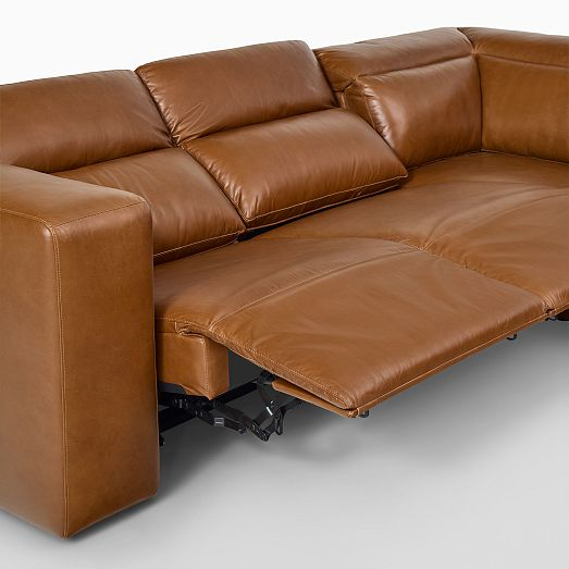 Leo Motion Reclining Leather 5-Piece L-Shaped Sectional (119&amp;quot;) | West Elm pertaining to Antonio Italian Leather 5-Piece L-Shaped Power Reclining Sectional, Black