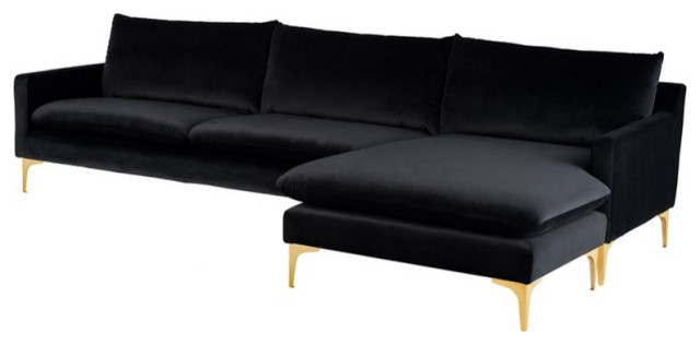 Manon Sectional - Midcentury - Sectional Sofas - By Virgil Stanis ... with Anders Reversible Sectional, Black Velour Seat/Black Matt Legs