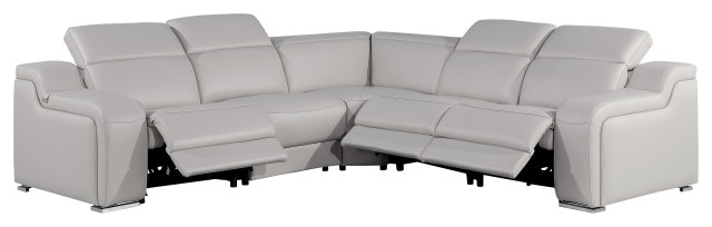 Marco-5-Piece, 3-Power Reclining Italian Leather Sectional ... regarding Living Large How the L-Shape Maximizes Your Space and Style