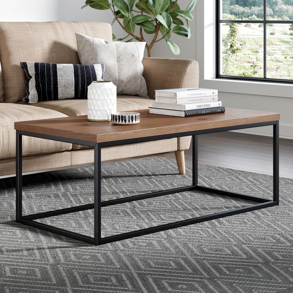 Nathan James Doxa 44 In. Dark Brown/Black Large Rectangle Wood Coffee ... for From Concept to Living Room A Closer Look at the Shift Coffee Table Metal Design Process