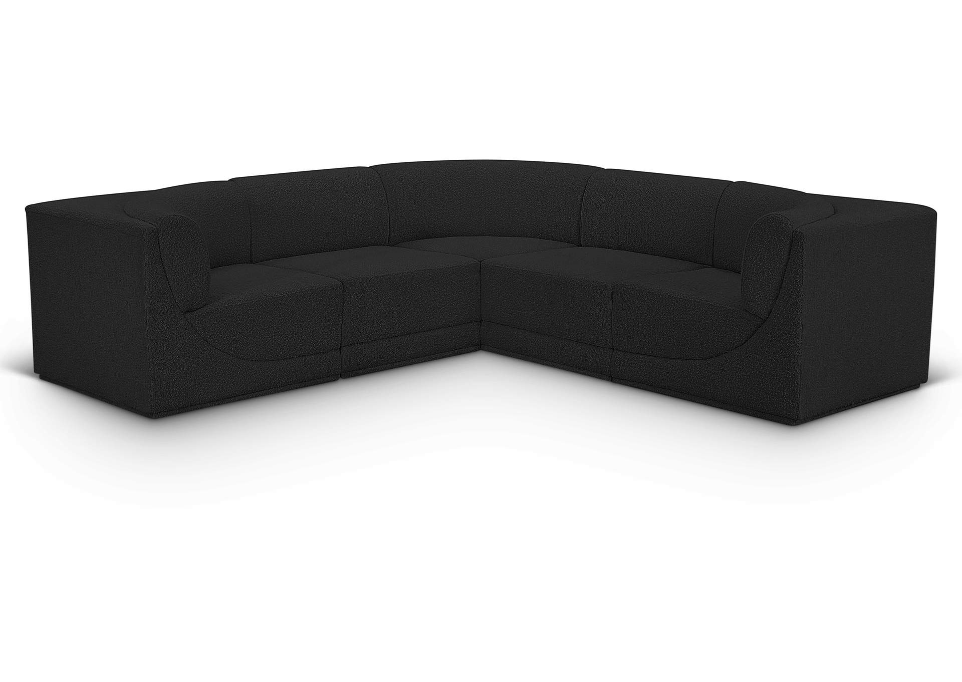 Ollie Black Boucle Fabric Modular Sectional for Arc Boucle Fabric Upholstered 5-Pc. U-Shaped Modular Sectional, Black