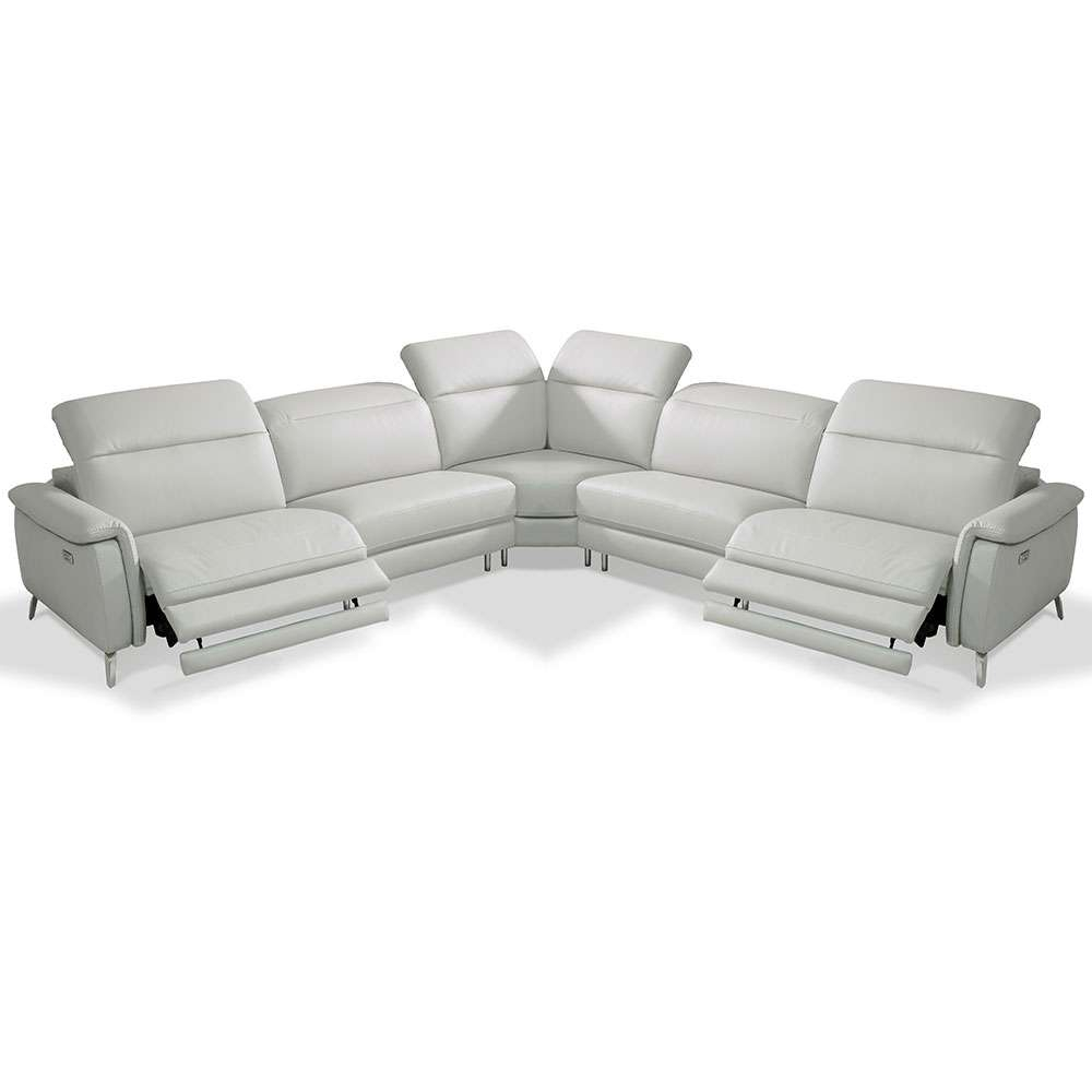 Oxford 5 Piece Power Reclining Italian Leather Sectional | Troyer Furniture with Antonio Italian Leather 5-Piece L-Shaped Power Reclining Sectional, Camel