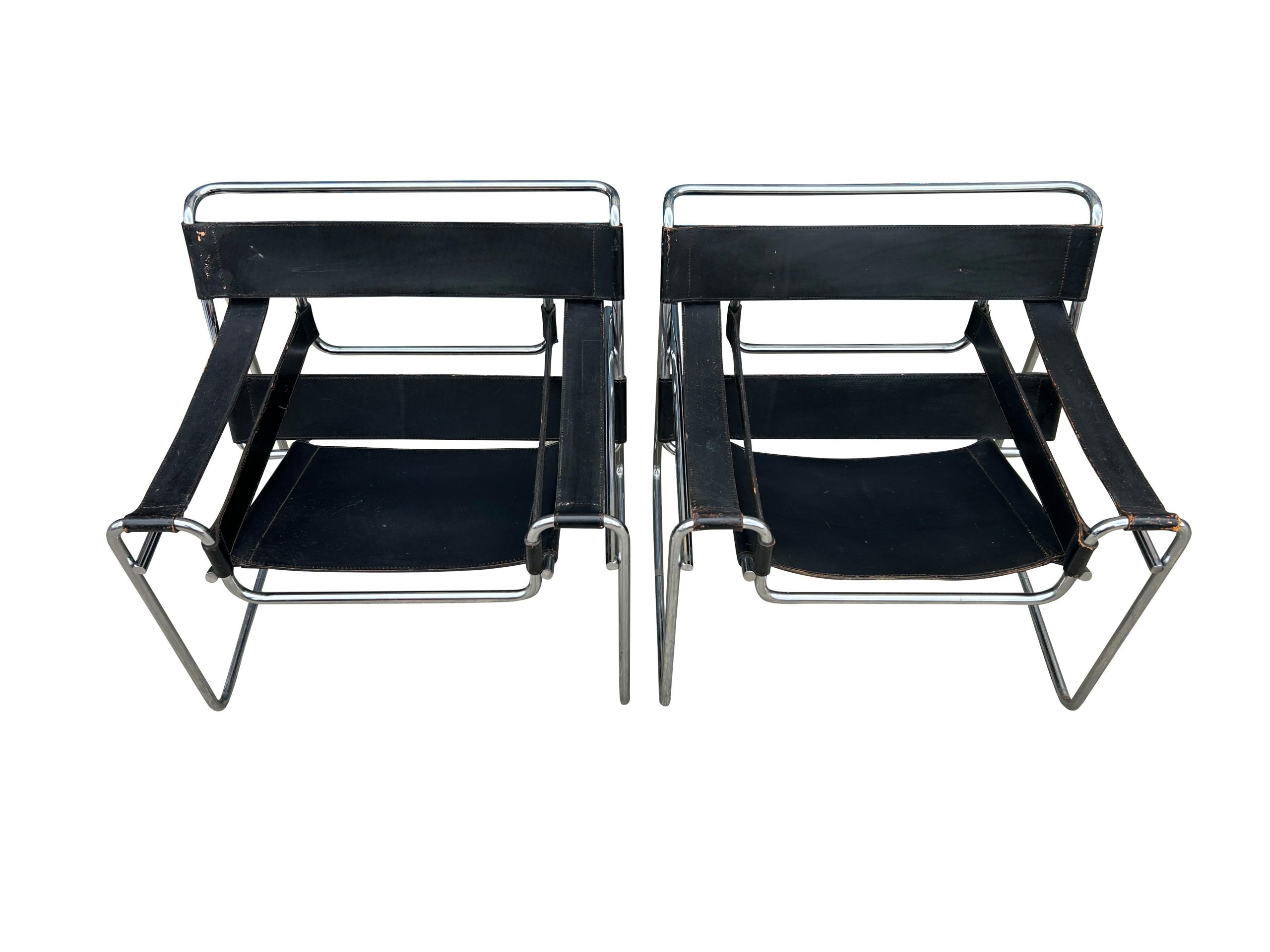 Pair Of Vintage Mid-Century Modern Black Leather Wassily Lounge Chairs ... regarding The Enduring Allure of Antique Black Leather: A Deep Dive into Wendy Armchair Craftsmanship