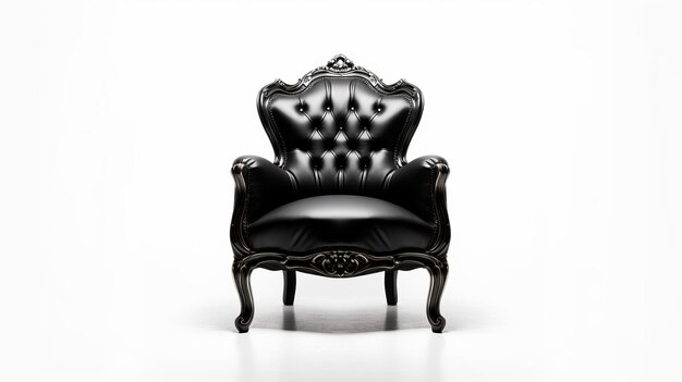 Premium Photo | Vintage Black Leather Chair 3D Illustration In Rococo Style inside