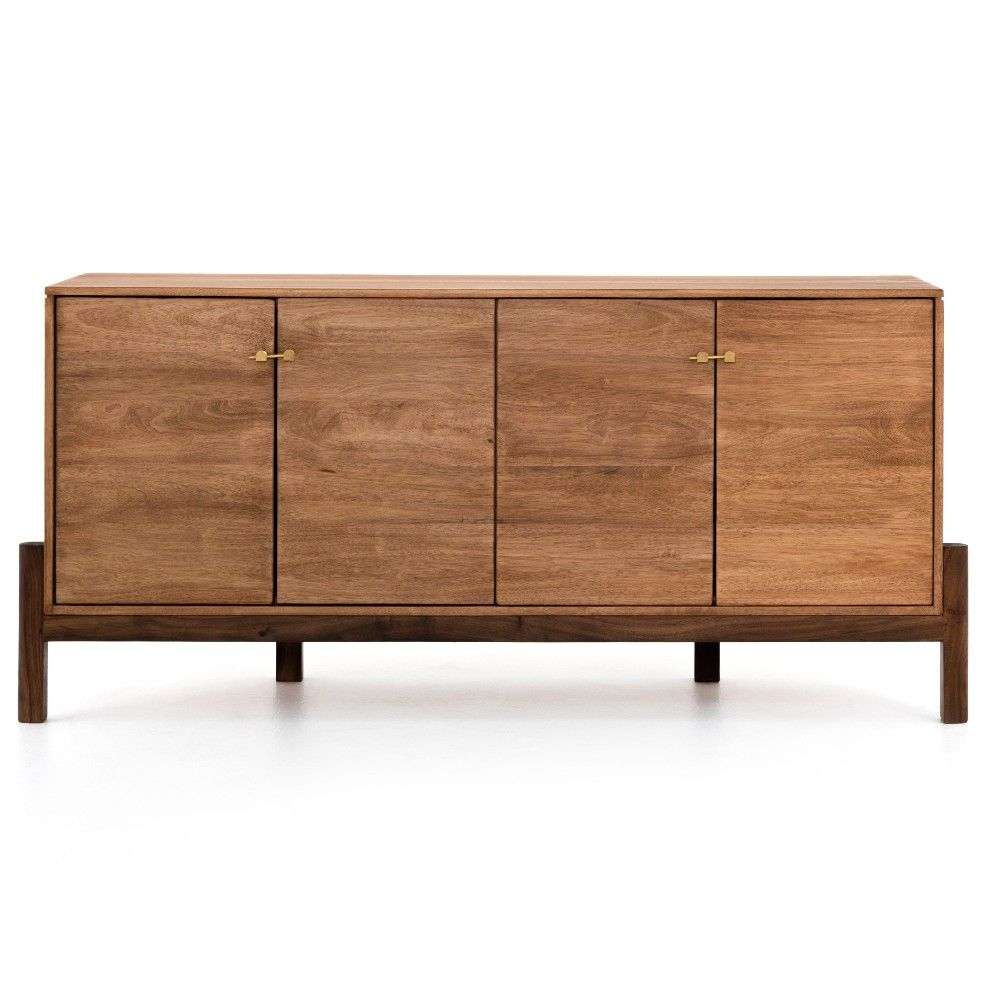 Rissa Mid Century Modern Brown Acacia Wood Sideboard | Acacia Wood ... regarding Archie Contemporary Solid Wood Sideboard Finished, North Creek Brown