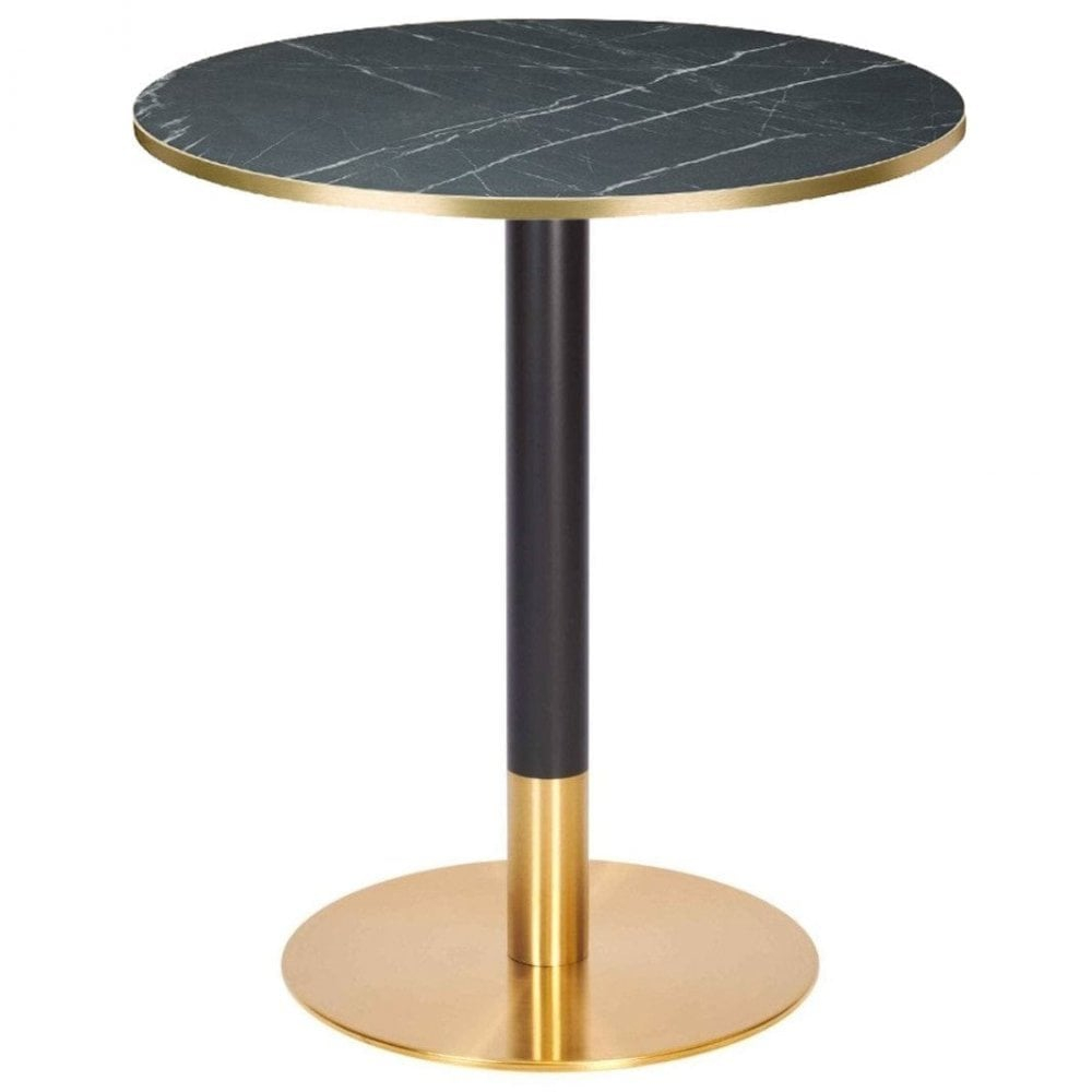 Rome Gold Metal Base Pedestal Round Table With Marble Top 700Mm ... intended for  Df Mason