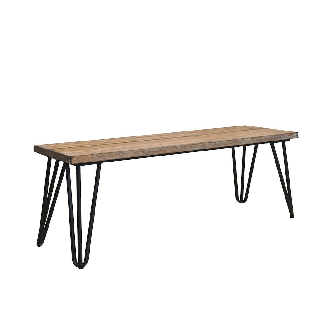 Roundhill Furniture Aryven Industrial Wood Dining Bench, Rustic Dark ... with regard to The Enduring Appeal of Rustic Dark Pine and Antique Brown in the Aryven Dining Collection