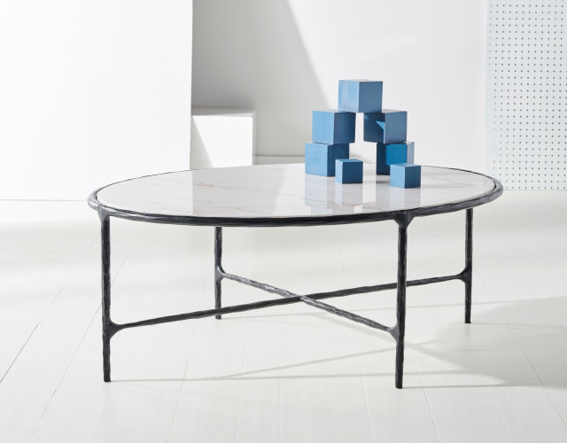 Safavieh Couture Jessa Oval Metal Coffee Table, #N/A - Industrial ... intended for Unveiling the Craftsmanship of the Jessa Oval Cocktail Table Exploring Design and Materials