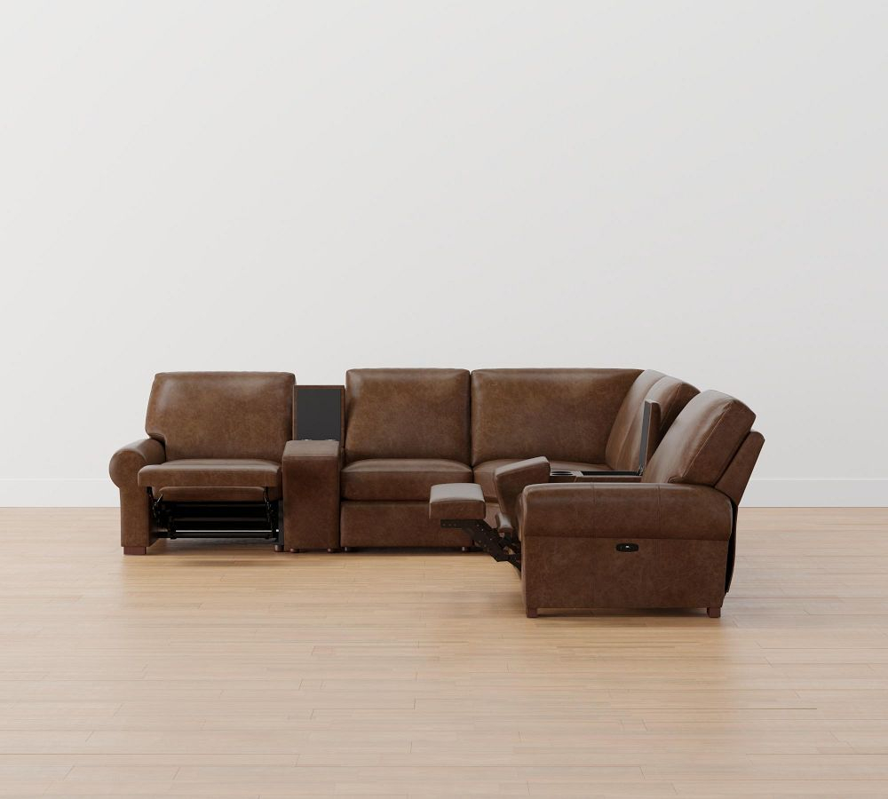 Turner Roll Arm Leather L-Shaped Power Reclining Sectional | Pottery Barn in The Anatomy of a 5-Piece L-Shaped Sectional Exploring Design and Function