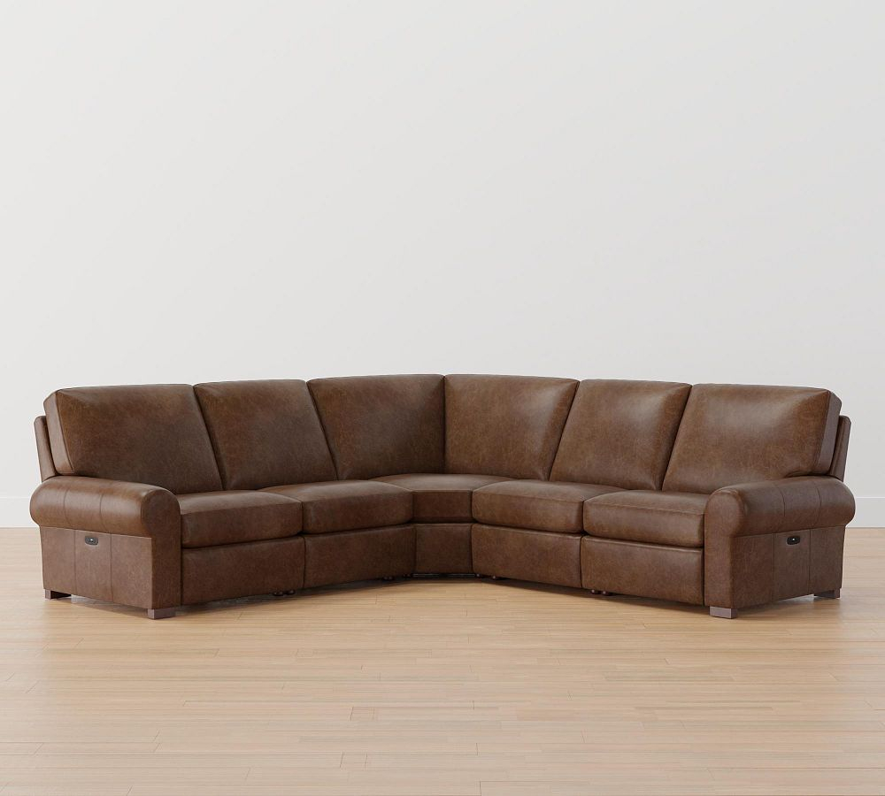 Turner Roll Arm Leather L-Shaped Power Reclining Sectional | Pottery Barn throughout Understanding the Investment of a High Quality Leather Sectional