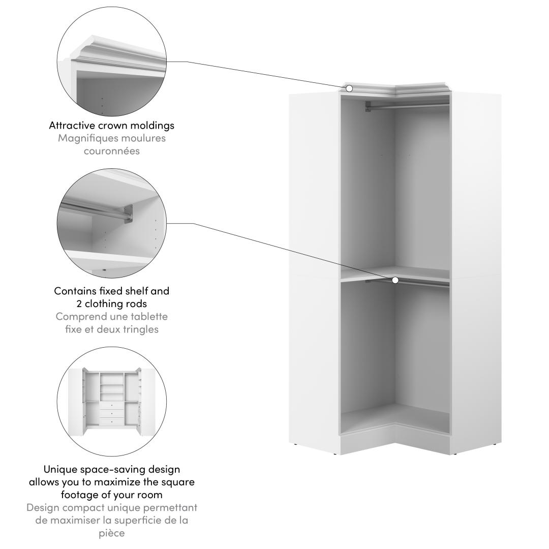Versatile Traditional Corner Closet System With Clothing Rods, 36W X ... within Understanding the Versatility of the Bestar Corner Storage Unit