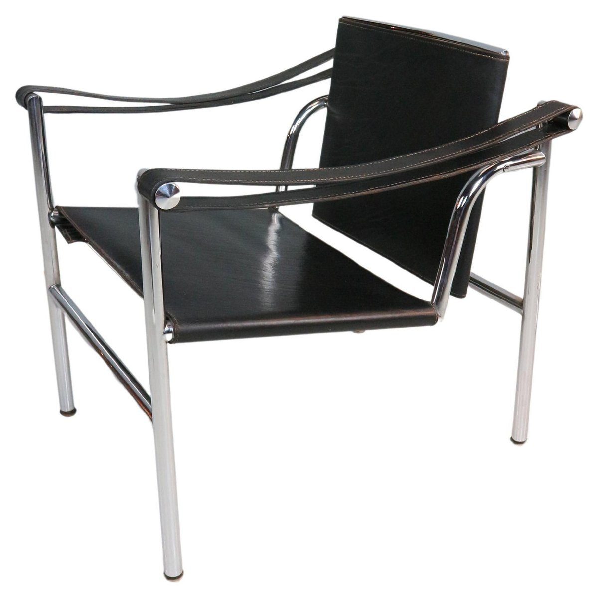 Vintage Black Leather Armchair Model- Lc1 By Le Corbusier For Cassina ... pertaining to
