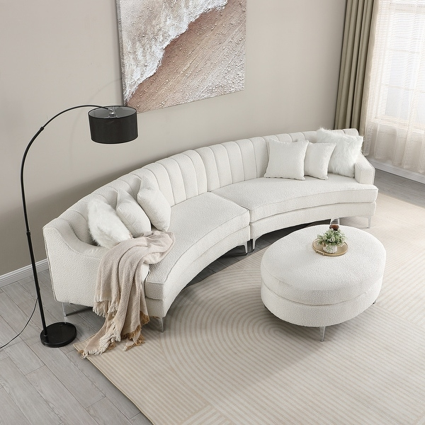 130&amp;quot; U-Shaped Sectional Sofa, Minimalist Chenille Modular Sofas Couches ... regarding